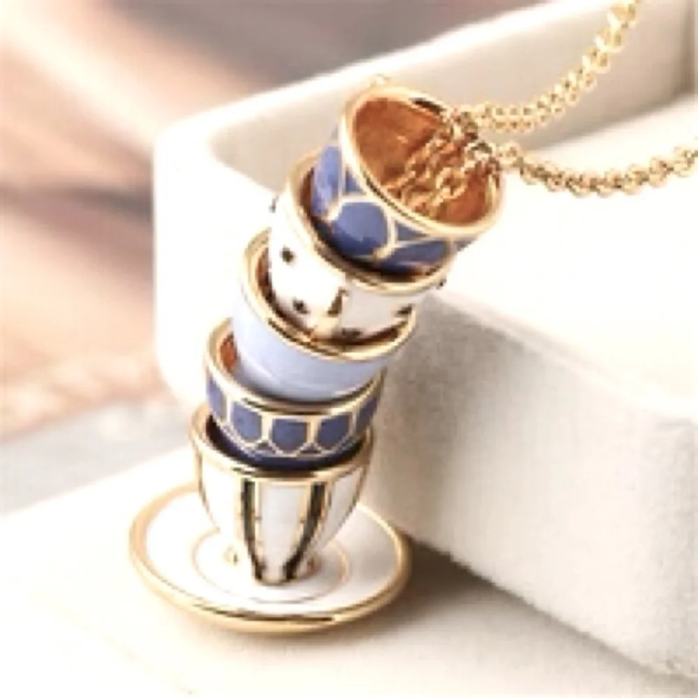 Kate Spade Authentic Tea Time Stacked Cups Necklace
